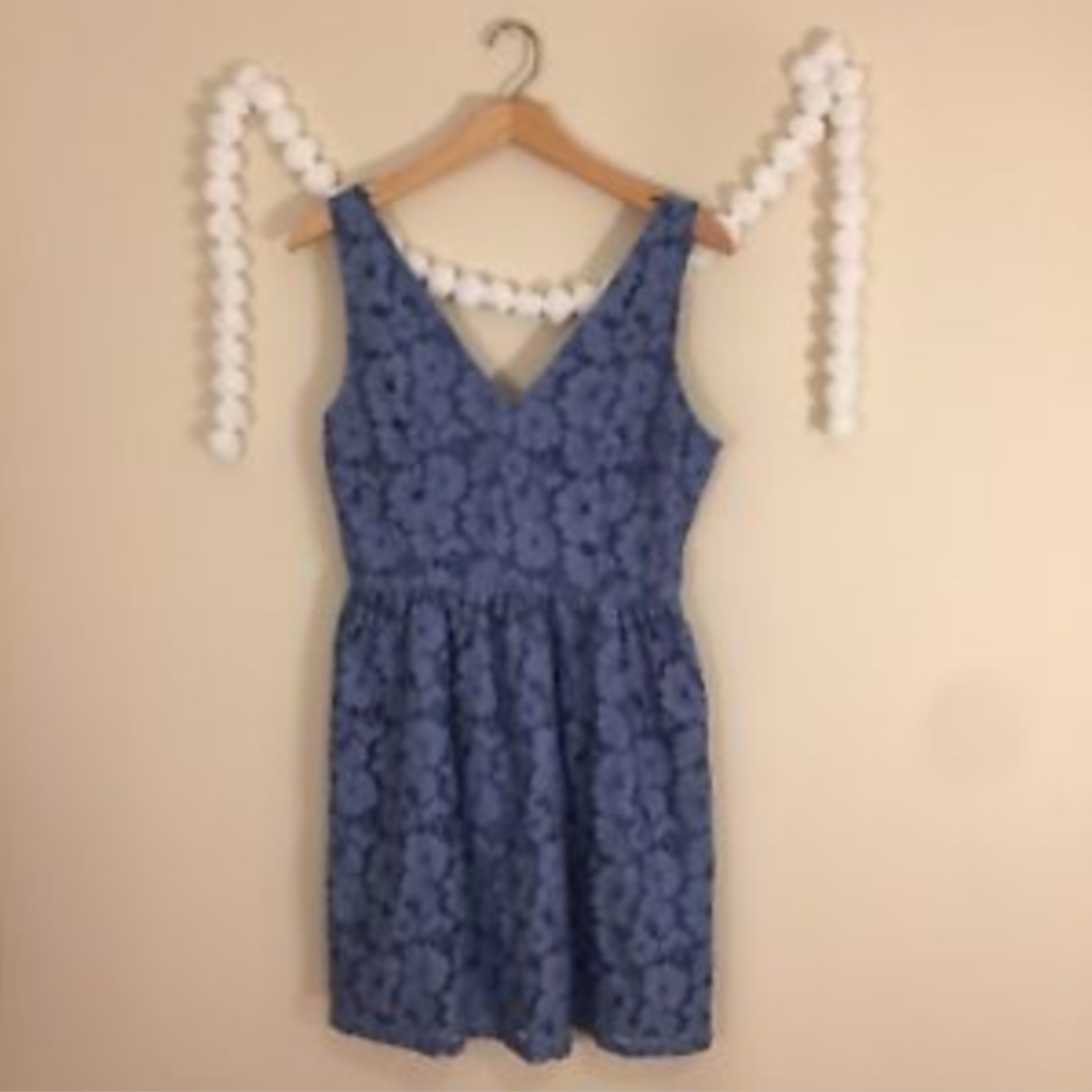 Bb Dakota Blue Lace Eyelet Sun Dress Spring Summer
